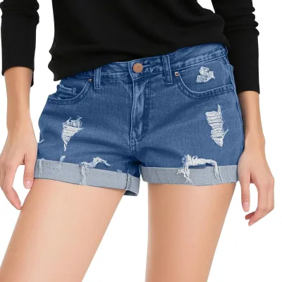Street Women Fashion Ripped Denim Shorts