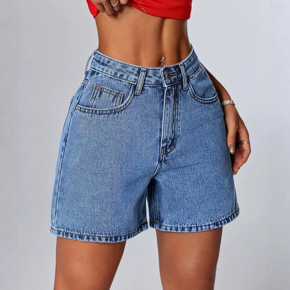 Women Simple Casual Denim Shorts