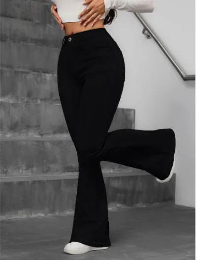 Women Stretch High Waist Flared Jeans