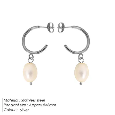 Women Fashion Baroque Pearl 316lstainless Steel Earrings
