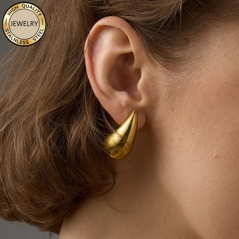 Women Fashion Gap Water Drops 316L Stainless Steel Earrings