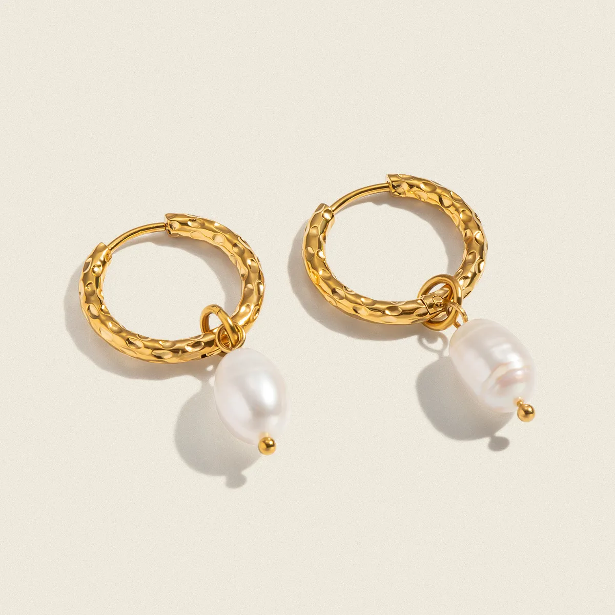 Women Fashion 316L Stainless Steel 18k Pearl Earrings