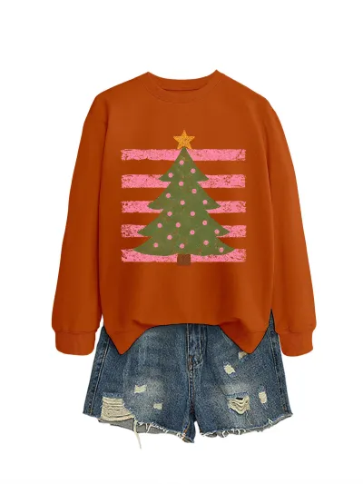 Christmas Women Fashion Casual Printed Long-Sleeve Sweatshirt
