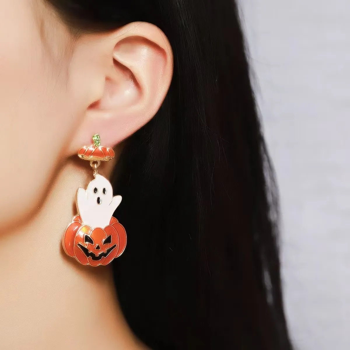 Halloween Women'S Fashion Pumpkin Head Ghost Pendant Earrings