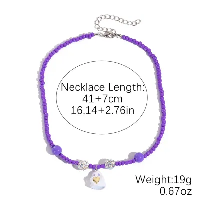 Halloween Women Fashion Pumpkin Ghost Bat Pendant Rice Beads Necklace