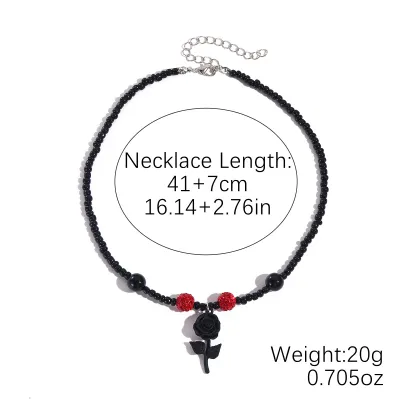 Halloween Women Fashion Pumpkin Ghost Bat Pendant Rice Beads Necklace