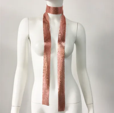 Women Fashion Solid Color Metal Sequin Stitching Punk Style Scarf