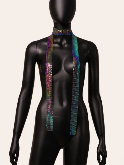 Women Fashion Solid Color Multicolor Metal Scarf