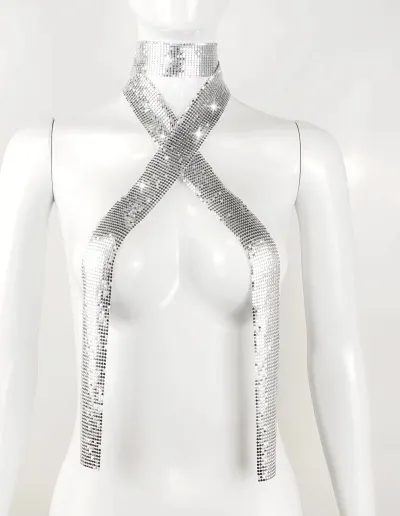 Women Fashion Solid Color Metal Sequin Scarf