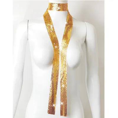 Women Fashion Solid Color Metal Sequin Scarf