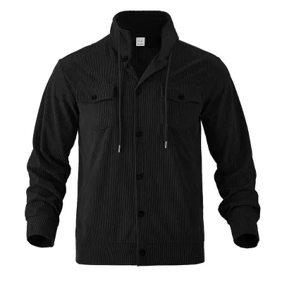 Men'S Fashion Casual Autumn And Winter Solid Color Corduroy Pocket Long Sleeve Loose Coat