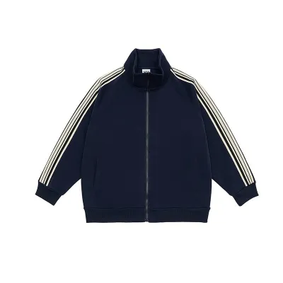 Men Fashion Casual Autumn Three Stripe Long Sleeve Zipper Coat