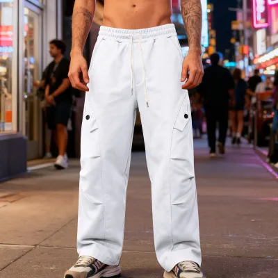 Men'S Fashion Casual Autumn Solid Color Wide Leg Straight Pants