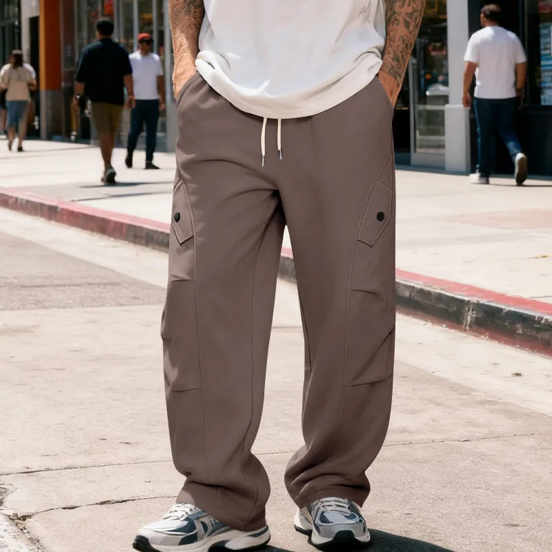 Men'S Fashion Casual Autumn Solid Color Wide Leg Straight Pants