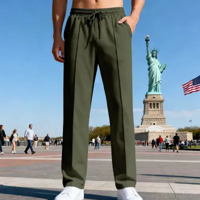Men'S Fashion Casual Solid Color Loose Straight Pants