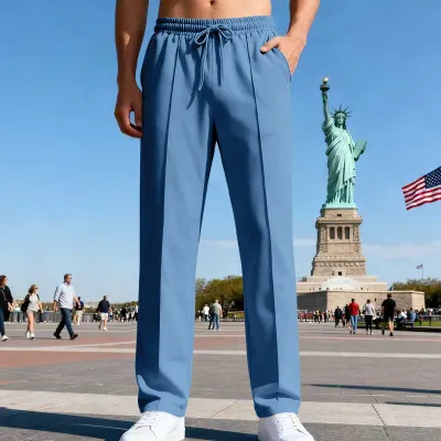 Men'S Fashion Casual Solid Color Loose Straight Pants