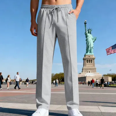 Men'S Fashion Casual Solid Color Loose Straight Pants