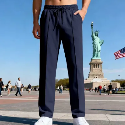 Men'S Fashion Casual Solid Color Loose Straight Pants