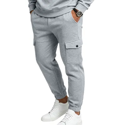 Men'S Fashion Casual Autumn Solid Color Velvet Slim-Fit Pants