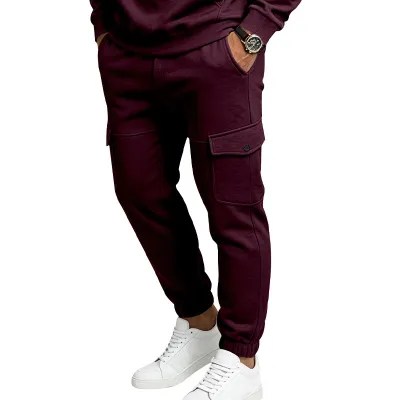 Men'S Fashion Casual Autumn Solid Color Velvet Slim-Fit Pants