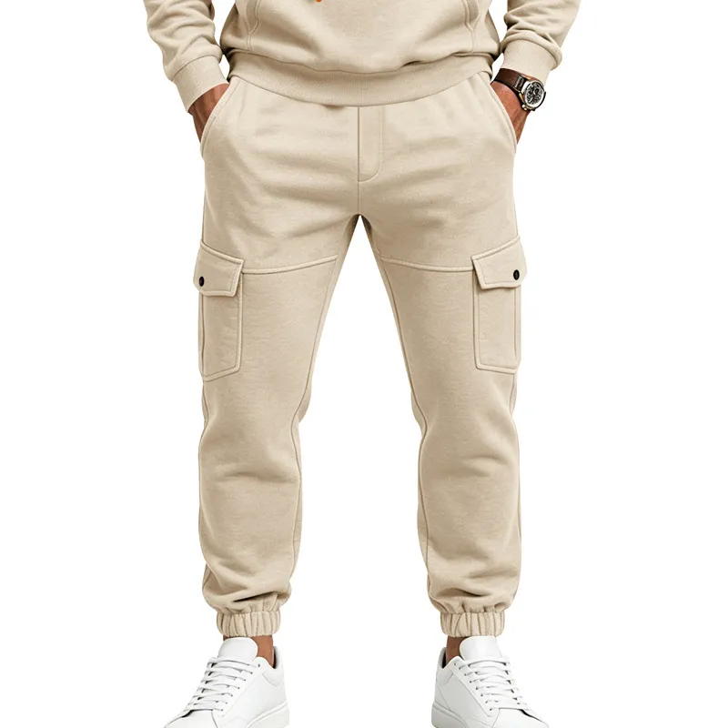 Men'S Fashion Casual Autumn Solid Color Velvet Slim-Fit Pants