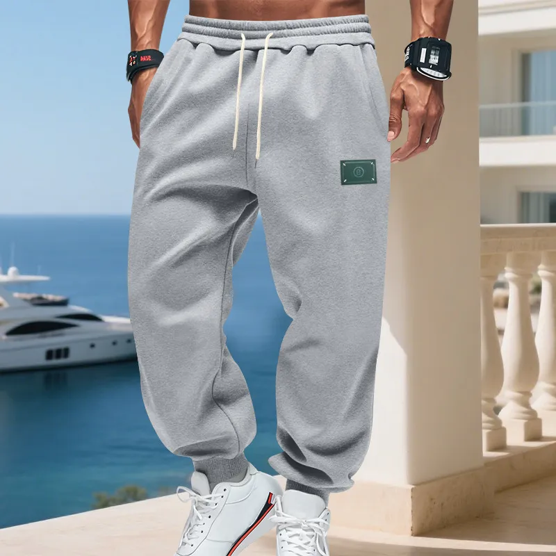 Men'S Fashion Casual Autumn Winter Solid Color Fleece-Lined Pants