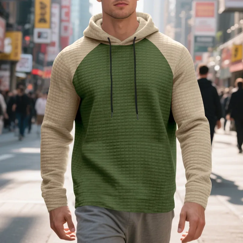 Men'S Fashion Casual Autumn And Winter Jacquard Color Matching Long-Sleeve Loose Hoodies