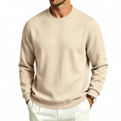 Men'S Fashion Casual Simple Autumn And Winter Solid Color Loose Long Sleeve Sweatshirt