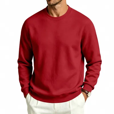 Men'S Fashion Casual Simple Autumn And Winter Solid Color Loose Long Sleeve Sweatshirt