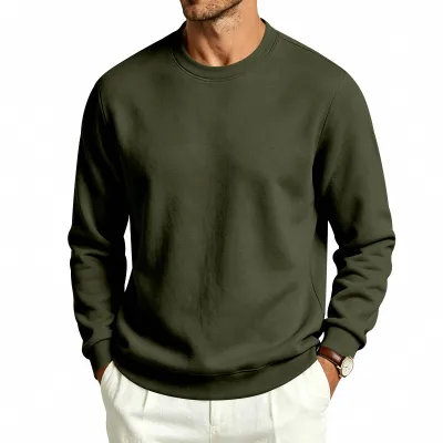 Men'S Fashion Casual Simple Autumn And Winter Solid Color Loose Long Sleeve Sweatshirt