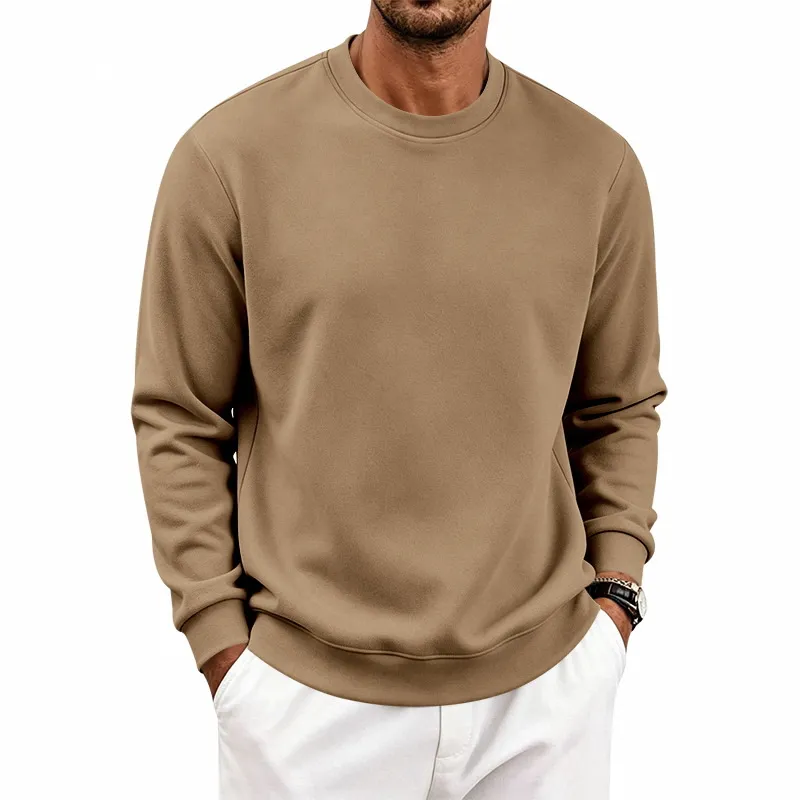 Men'S Fashion Casual Simple Autumn And Winter Solid Color Loose Long Sleeve Sweatshirt