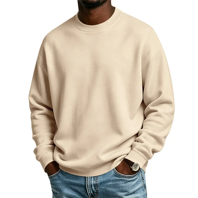 Men'S Fashion Casual Simple Autumn And Winter Solid Color Round Neck Long-Sleeve Sweatshirt