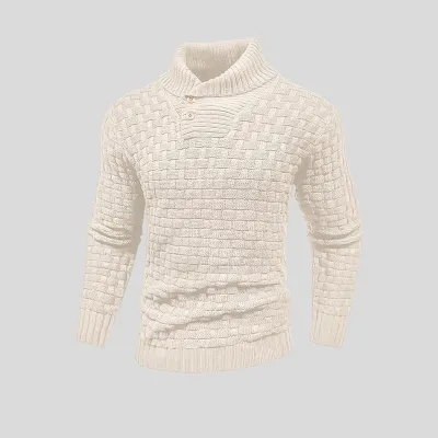 Men'S Fashion Casual Autumn Winter Solid Color Knitted Round Neck Turtleneck Slim-Fit Sweater
