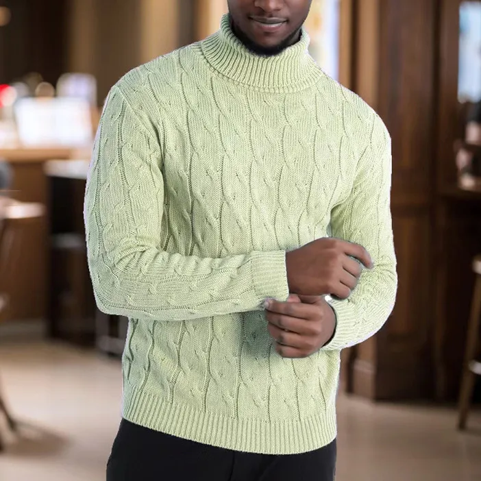 Men'S Fashion Casual Autumn And Winter Solid Color Knitted Sweater
