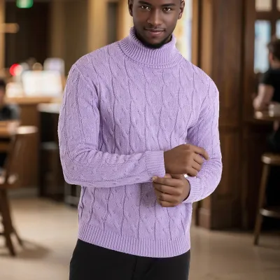 Men'S Fashion Casual Autumn And Winter Solid Color Knitted Sweater