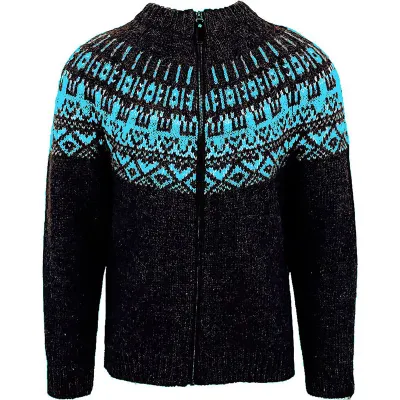 Men'S Fashion Casual Autumn Winter Jacquard Zipper Slim-Fit Sweater Coat