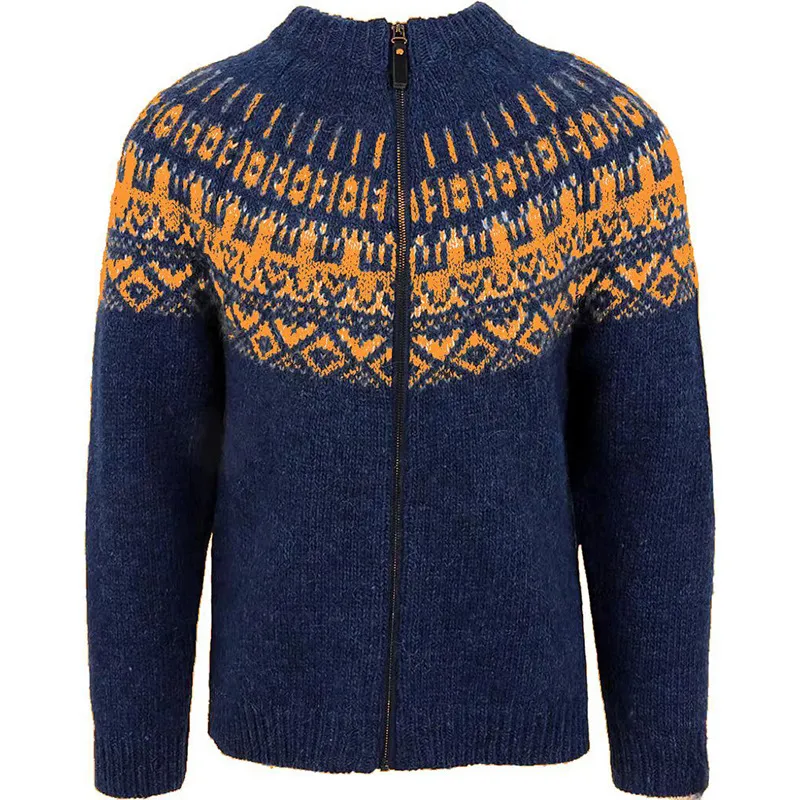 Men'S Fashion Casual Autumn Winter Jacquard Zipper Slim-Fit Sweater Coat