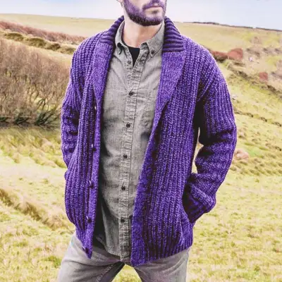Men'S Fashion Casual Autumn And Winter Solid Color Long Sleeve Knitted Sweater Coat