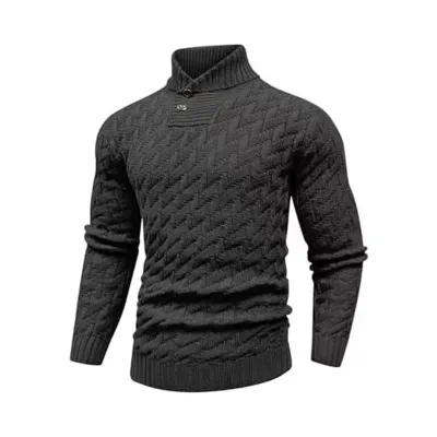 Men'S Fashion Casual Autumn Winter Solid Color Round Neck Slim-Fit Knitted Sweater