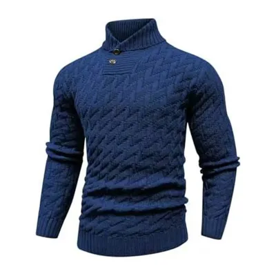 Men'S Fashion Casual Autumn Winter Solid Color Round Neck Slim-Fit Knitted Sweater