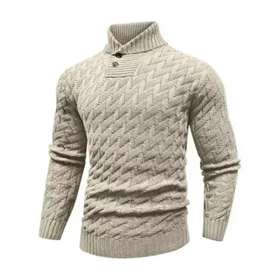 Men'S Fashion Casual Autumn Winter Solid Color Round Neck Slim-Fit Knitted Sweater