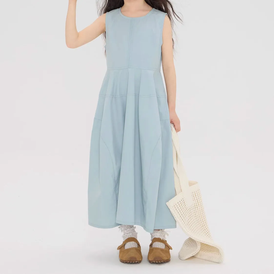 Kids Girls Fashion Casual Summer Solid Color Sleeveless Loose Dress