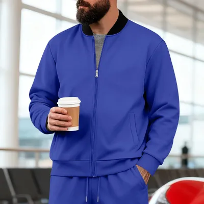 Men'S Fashion Casual Spring And Autumn Collar Zipper Long-Sleeve Loose Coat