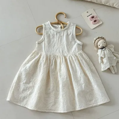 Kids Girls' Fashion Casual Embroidered Sleeveless Dress