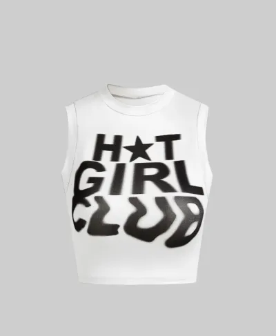 Women Fashion Sexy Summer Letter Printing Sleeveless Crop Top