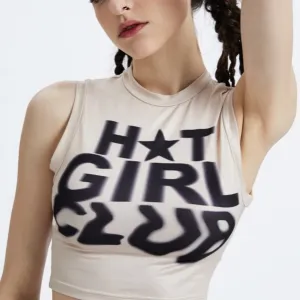 Women Fashion Sexy Summer Letter Printing Sleeveless Crop Top