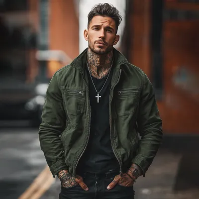 Men'S Fashion Casual Retro Autumn And Winter Solid Color Corduroy Pocket Lapel Long Sleeve Coat