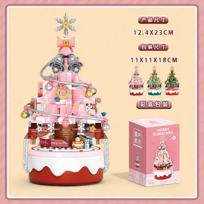 Christmas Tree Eight Music Box High Building Blocks Santa Claus Snowman Assembled Toys