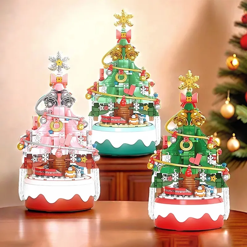 Christmas Tree Eight Music Box High Building Blocks Santa Claus Snowman Assembled Toys