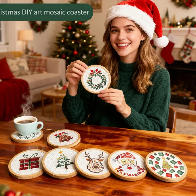 Christmas Coaster Mosaic Diy Handmade Material Bag